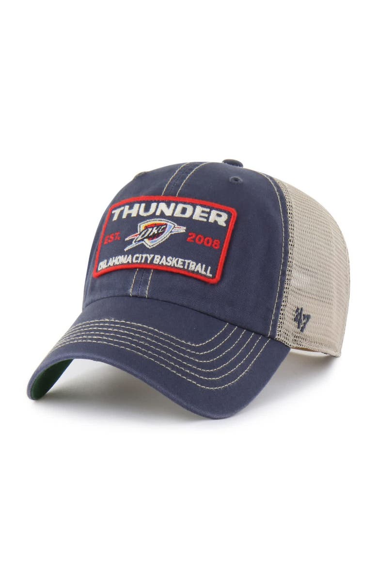 '47 Men's '47 Navy/Tan Oklahoma City Thunder Wabash Patch Clean Up Adjustable Hat, Main, color, 
