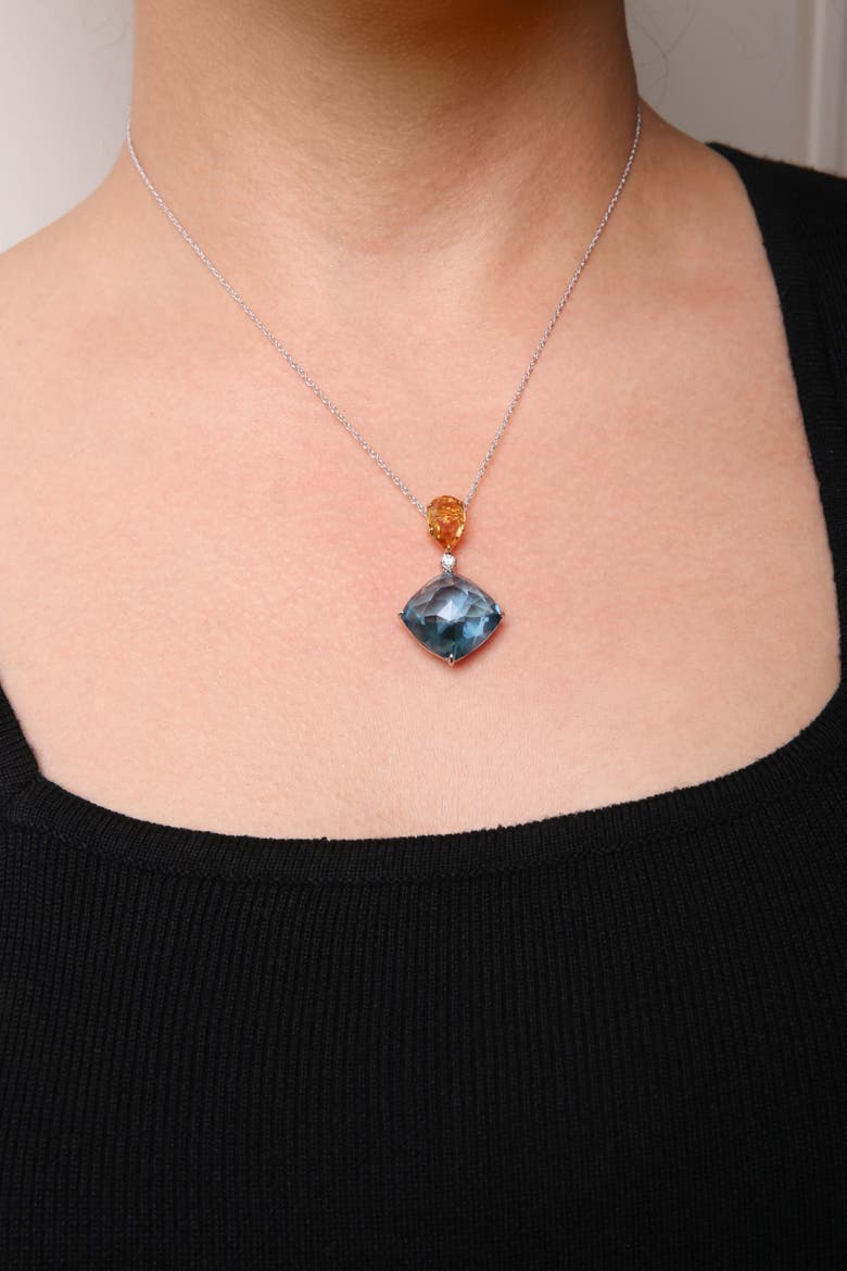 18K Gold Diamond Accent Citrine Topaz Dangle Pendant Necklace, Alternate, color, Yellow