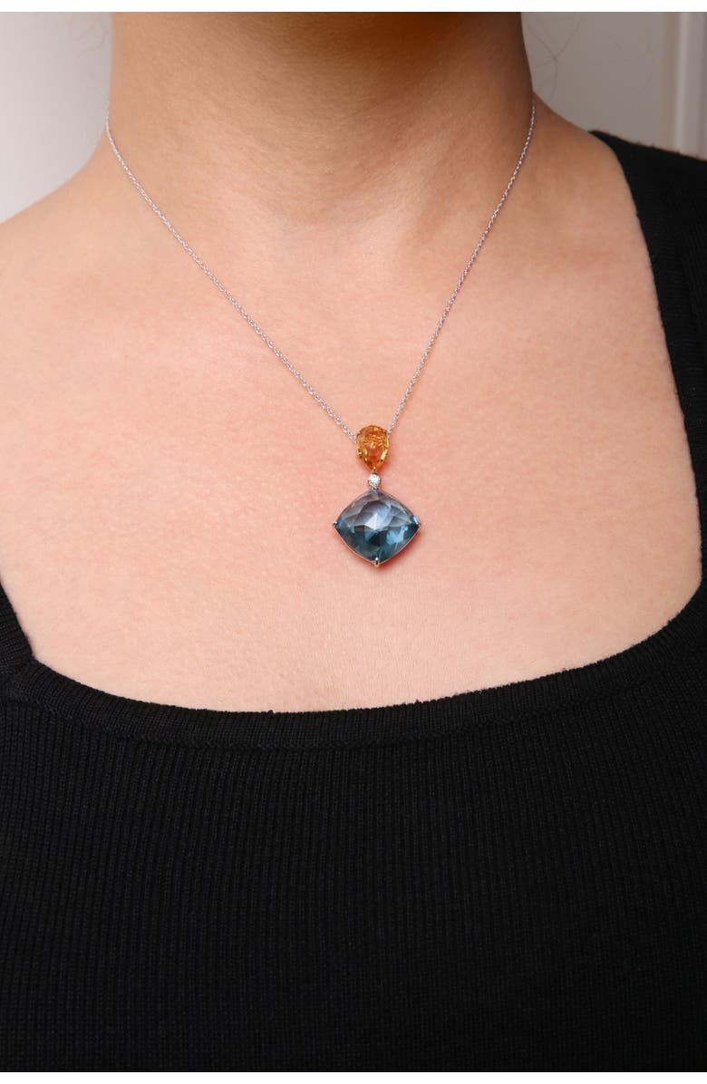 Haus of Brilliance 18K Gold Diamond Accent Citrine Topaz Dangle Pendant Necklace, Alternate, color, Yellow