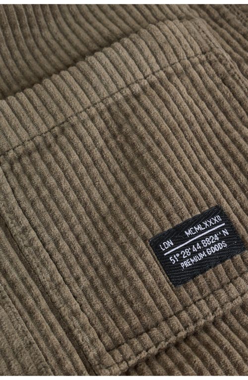 Next Kids' Hooded Corduroy Snap-up Shirt Jacket In Green