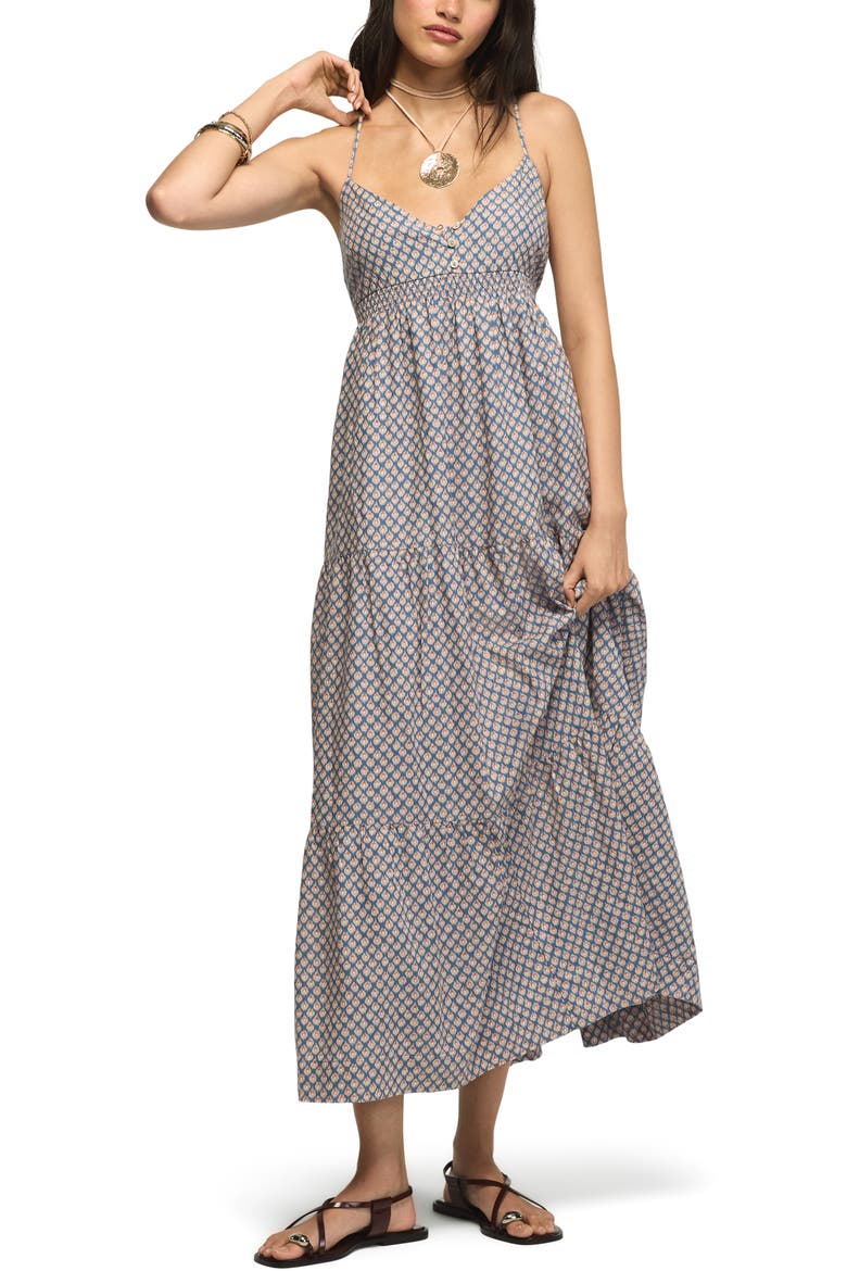 Print Sleeveless Maxi Dress, Alternate, color, BLUE IKAT