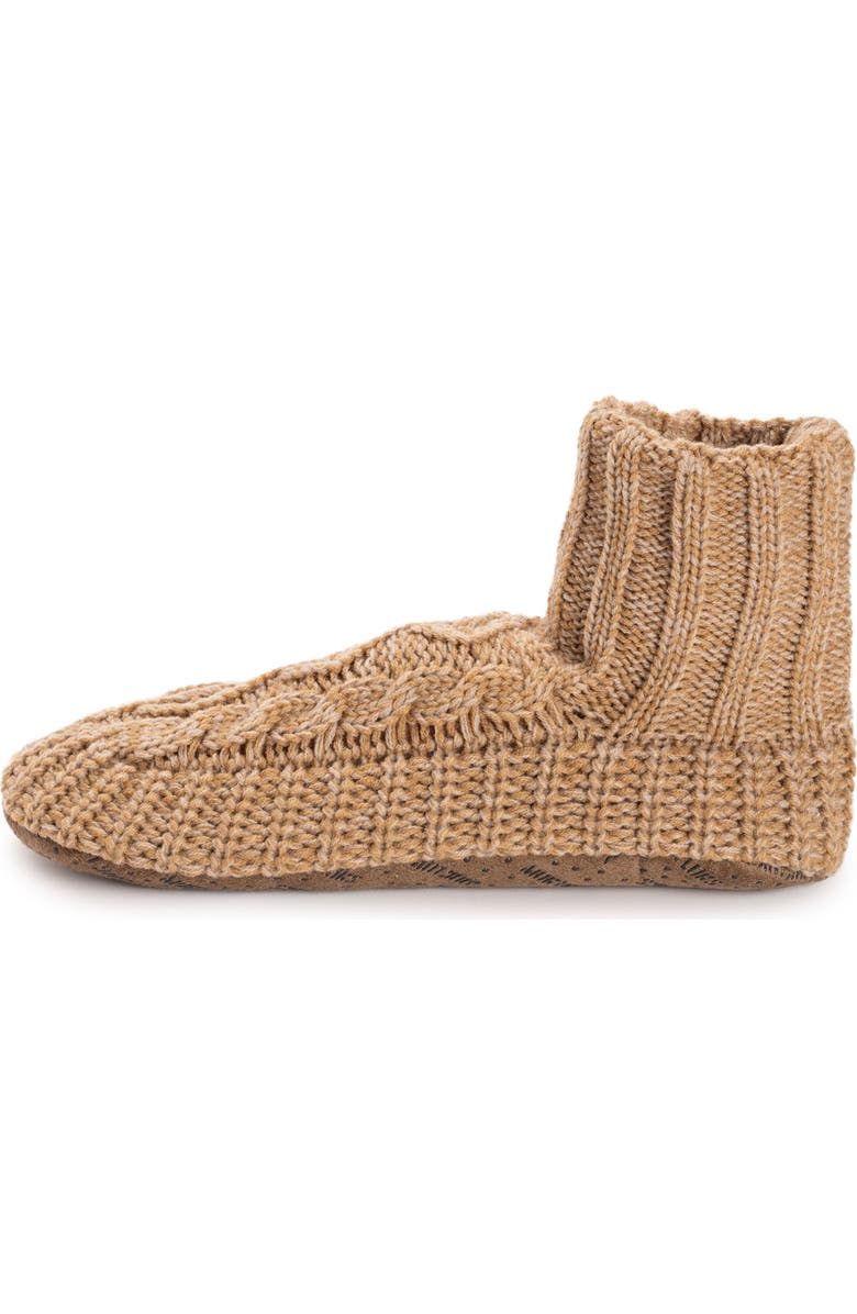 MUK LUKS Acrylic Cabled Bootie Slippers, Alternate, color, Tan