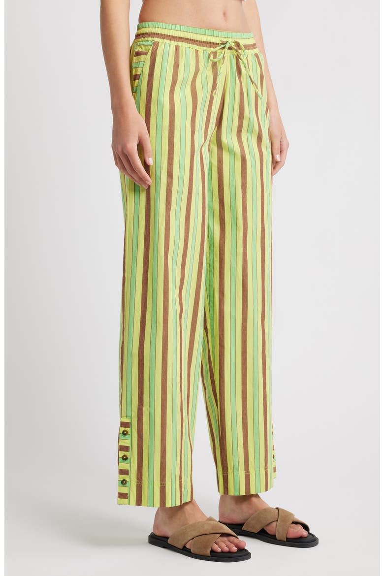 Ritik Tie Waist Wide Leg Organic Cotton Pants, Alternate, color, LIME
