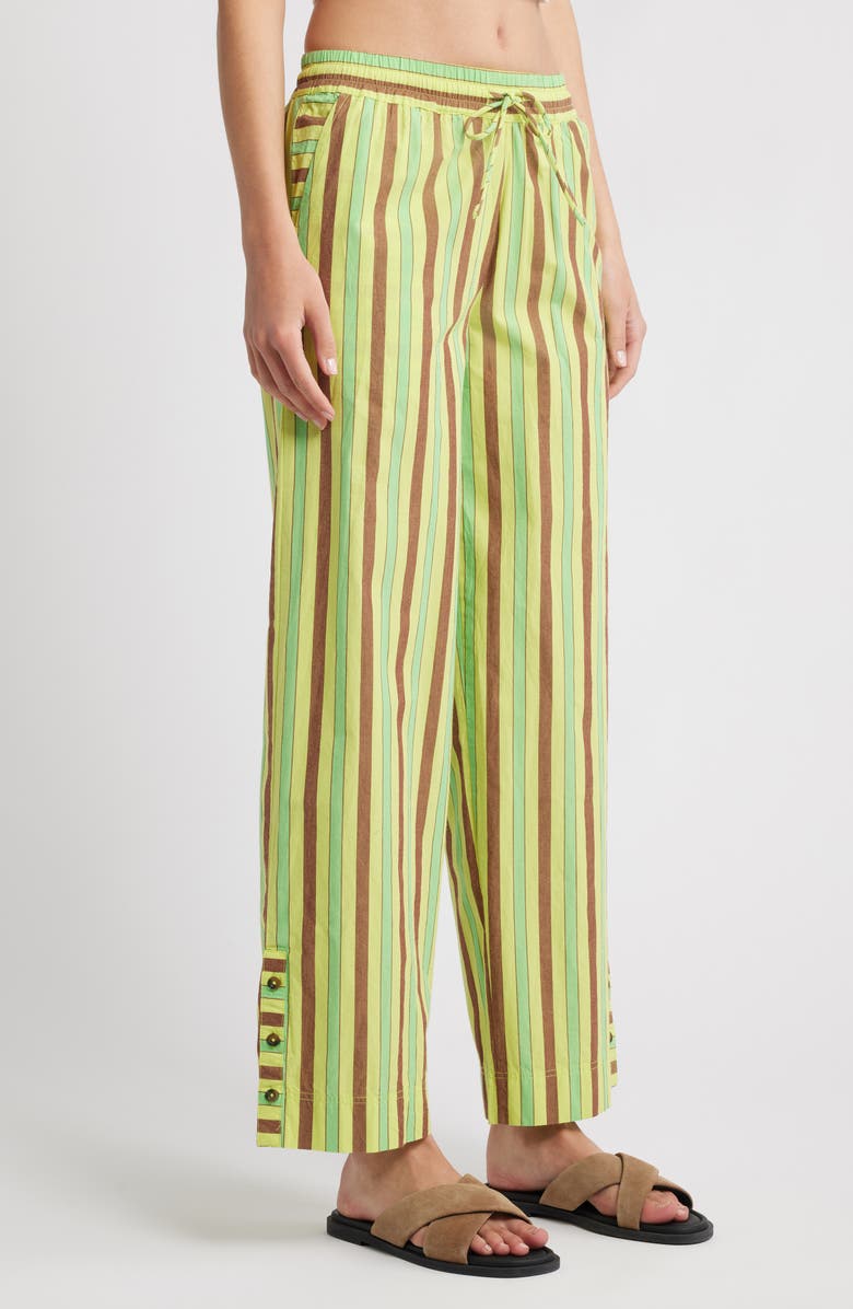 Damson Madder Ritik Tie Waist Wide Leg Organic Cotton Pants, Alternate, color, Lime