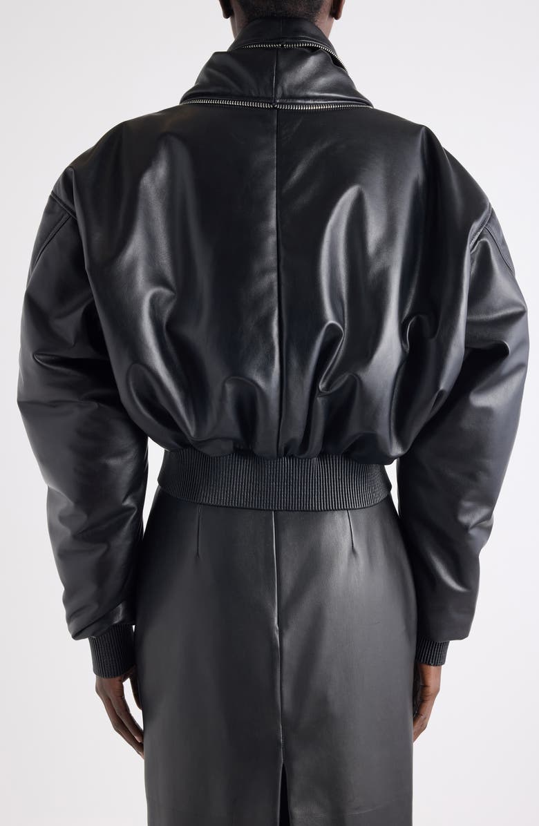 Givenchy Zip Shawl Collar Lambskin Leather Bomber Jacket, Alternate, color, Black