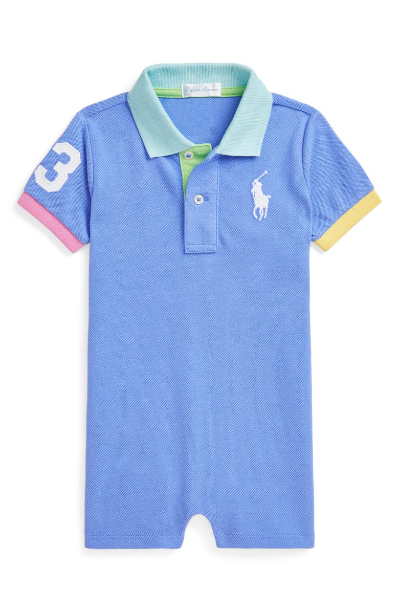 Ralph Lauren Mesh Polo Romper, Main, color, 