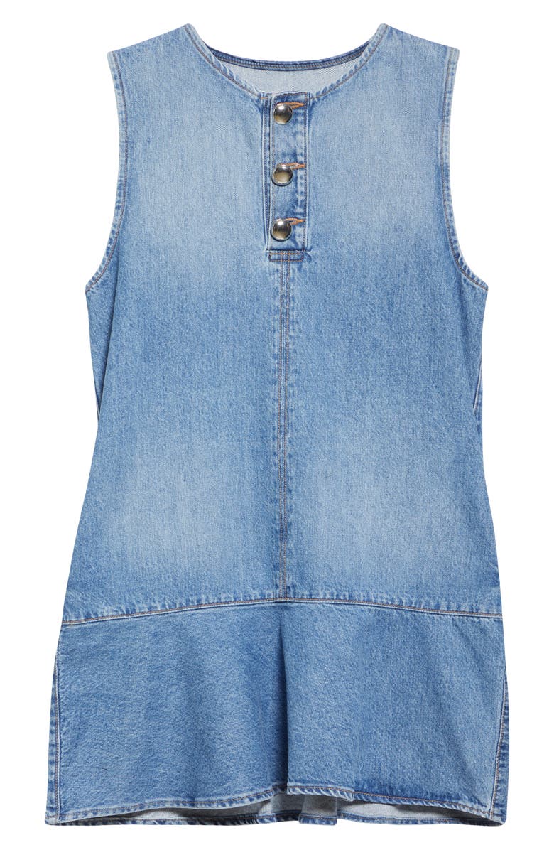 Brandon Maxwell The Rosie Flare Hem Denim Minidress, Alternate, color, Medium Vintage Wash