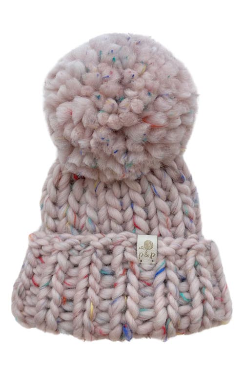 PINE + POPPY Denali Wool Blend Pompom Hat in Birthday Cake