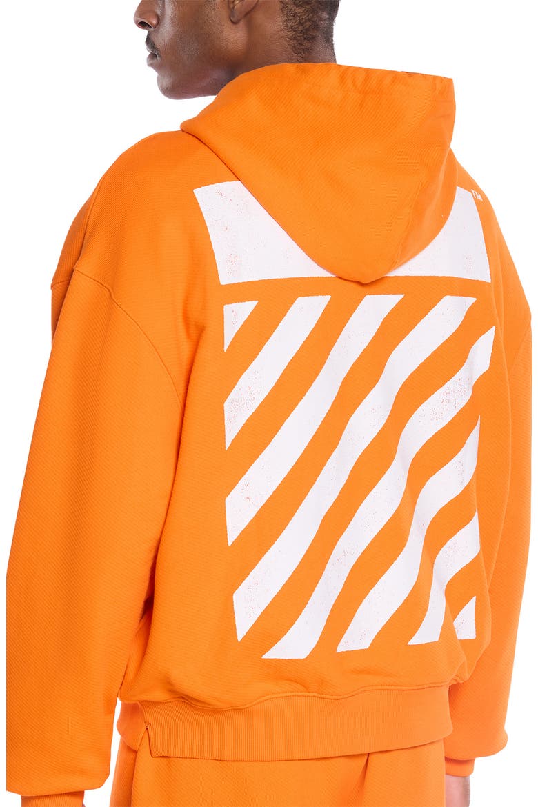Diagonal Stripe Logo Cotton French Terry Graphic Hoodie, Alternate, color, ORANGE TIGER