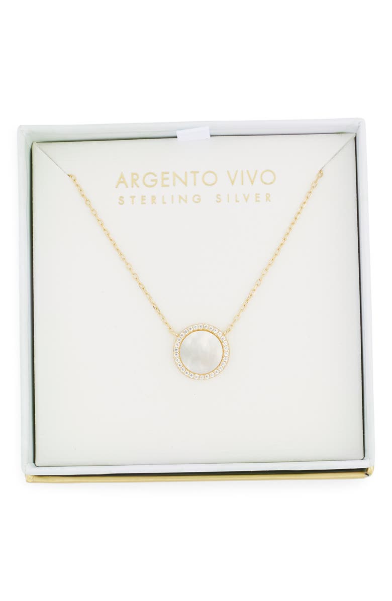 Argento Vivo Sterling Silver Mother-of-Pearl Disc Pendant Necklace, Main, color, Gold