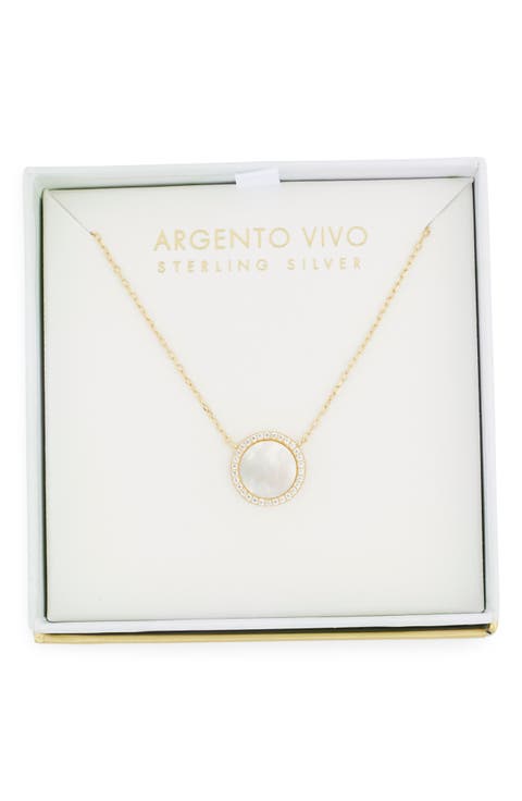 Mother-of-Pearl Disc Pendant Necklace