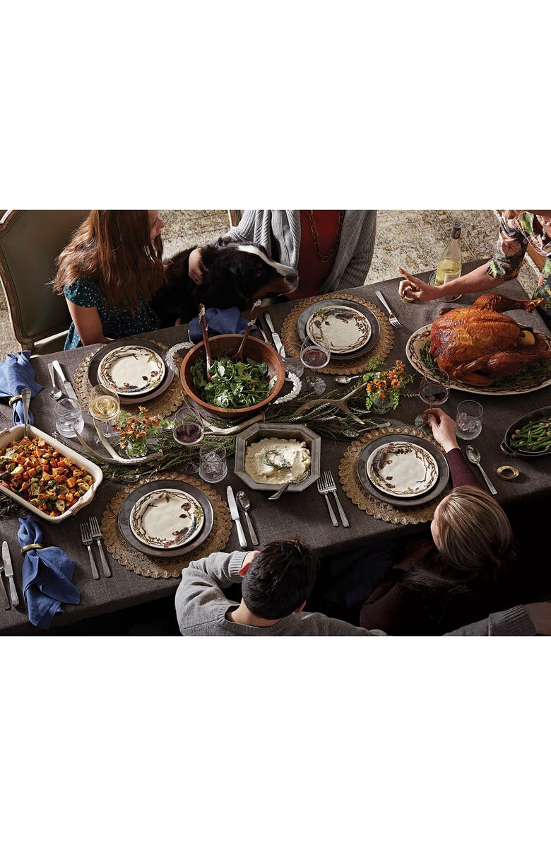 Juliska Set of 4 Forest Walk Ceramic Party Plates, Alternate, color, Cafe Au Lait