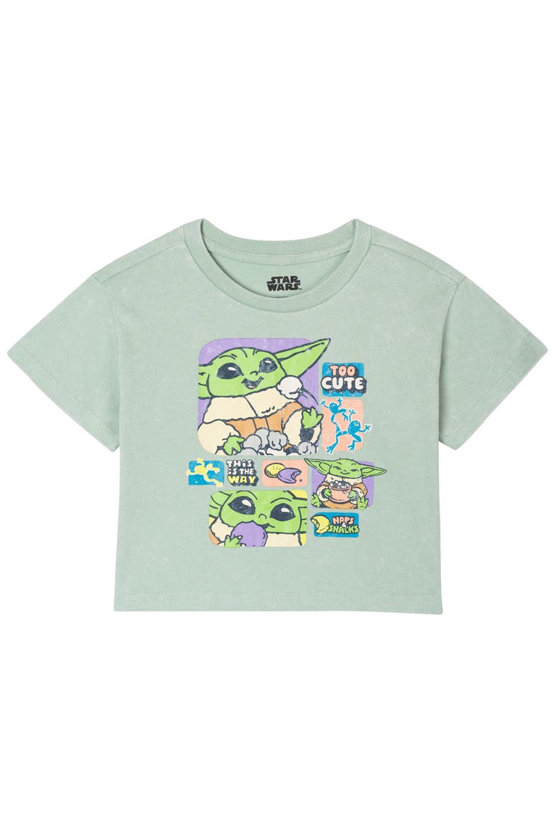 The Mandalorian Grogu 2-Piece Mineral Wash T-Shirt and Skort Set, Alternate, color, Grogu Sage Green