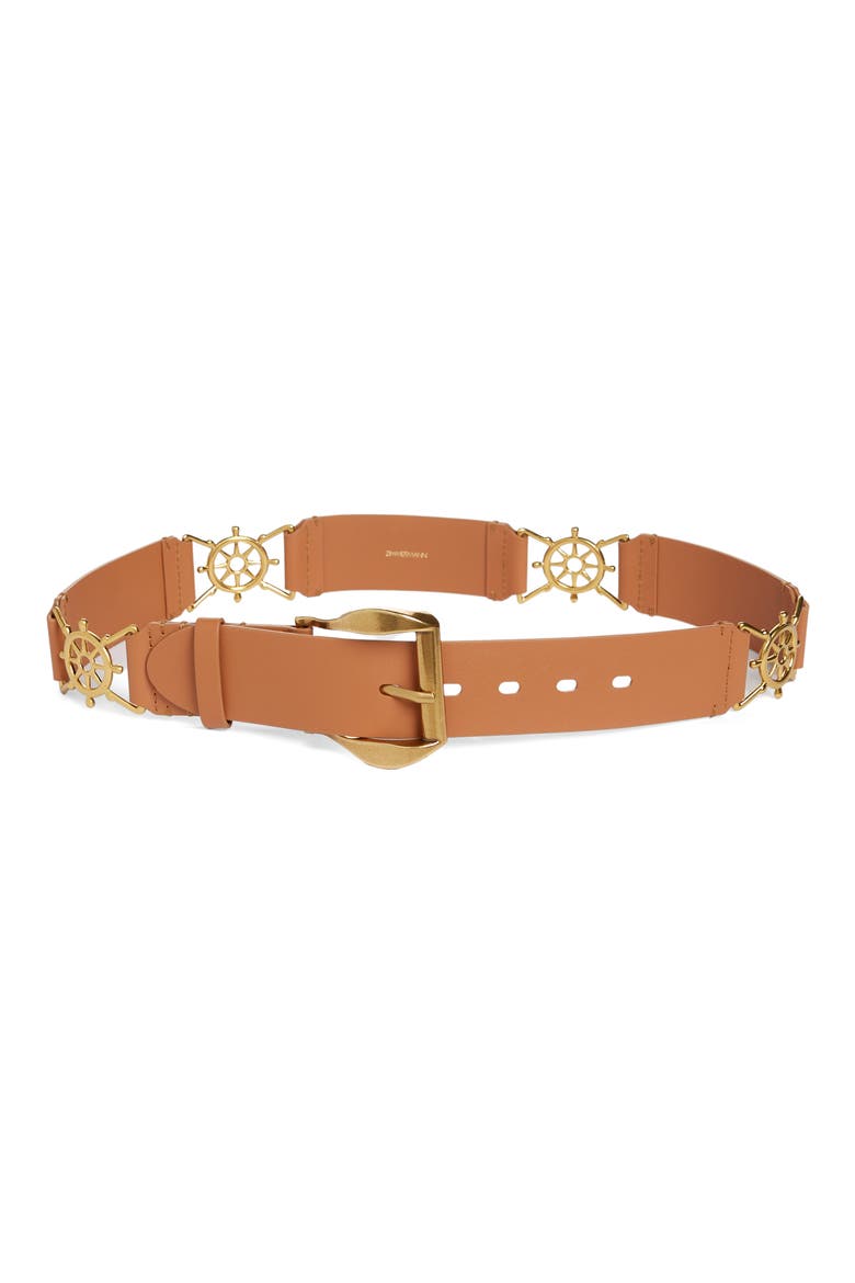Nautical Leather Belt, Main, color, TAN