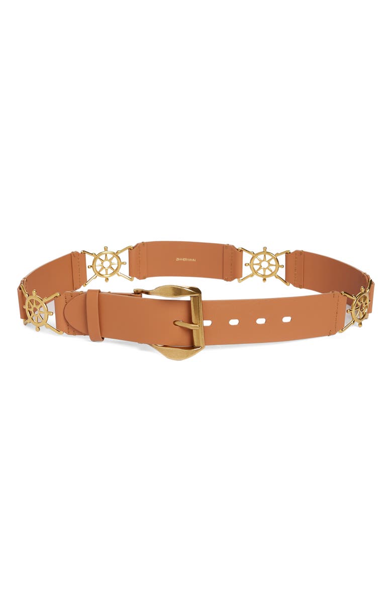 Zimmermann Nautical Leather Belt, Main, color,