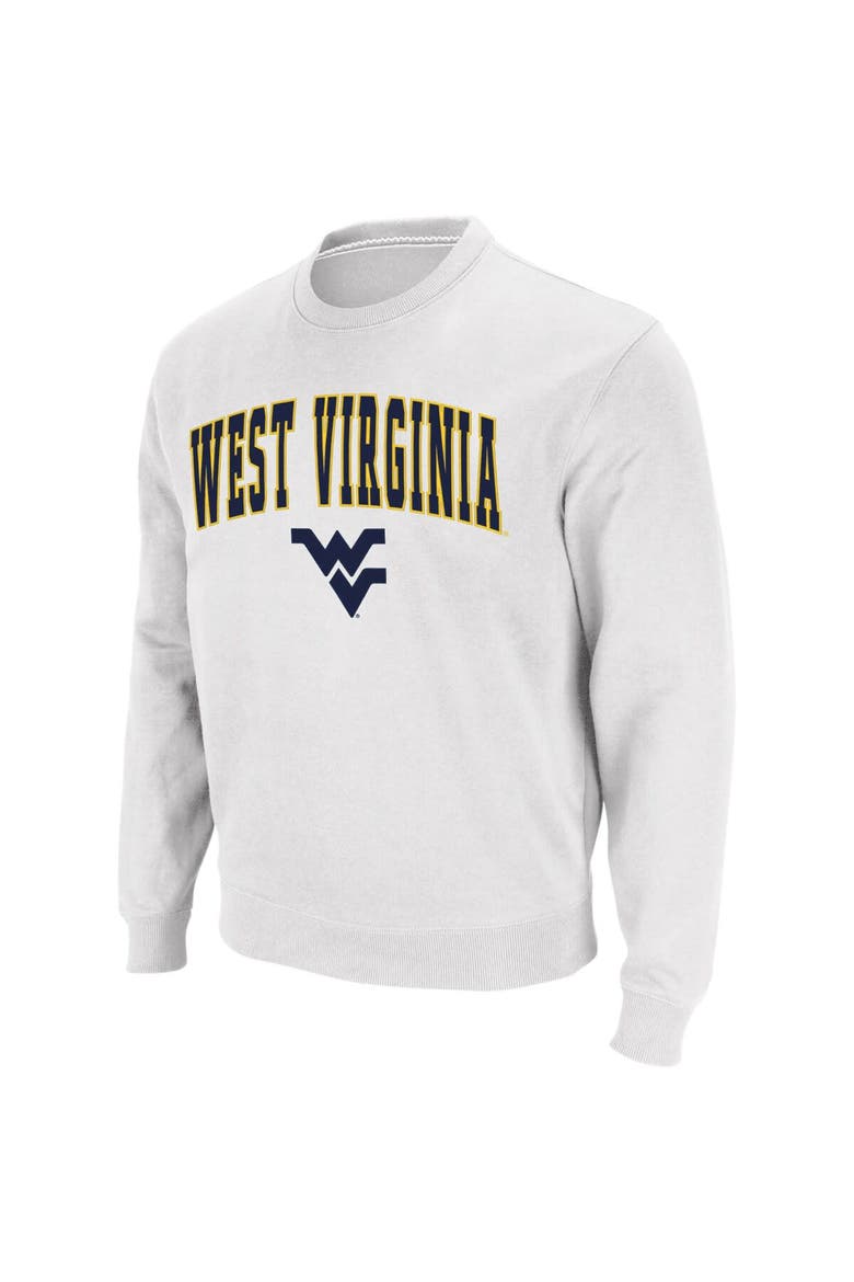 Men's Colosseum White West Virginia Mountaineers Arch & Logo Crew Neck Sweatshirt, Alternate, color, White