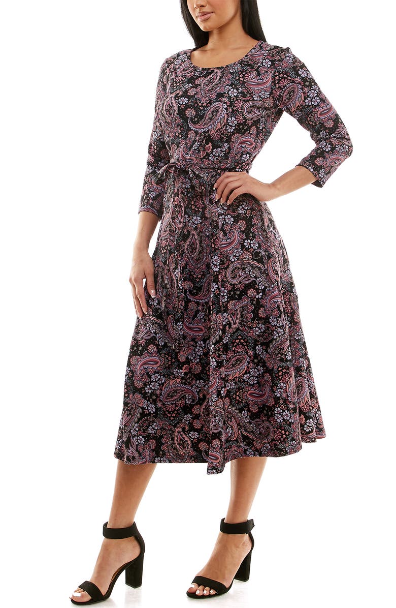 Nina Leonard Scoop Neck Jersey Midi Dress, Alternate, color,