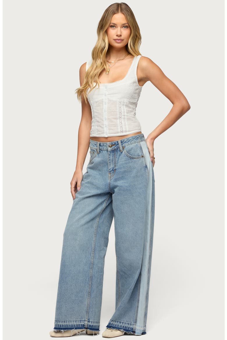 Cailin Contrast Stripe Wide Leg Pants, Alternate, color, BLUE