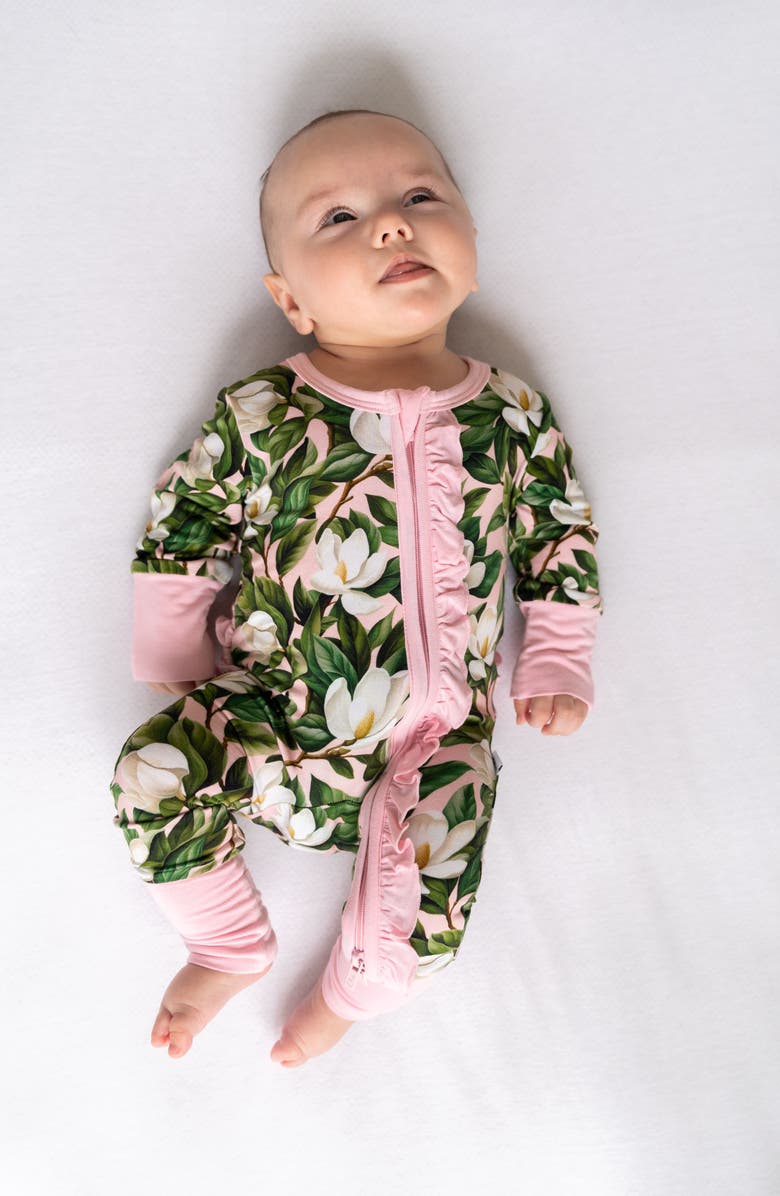 Laree + Co Magnolia Ruffle Convertible Footie, Alternate, color, Green