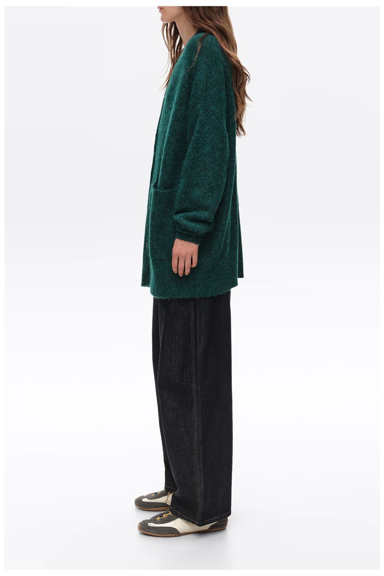 Long Alpaca Blend Cardigan, Alternate, color, DARK TEAL