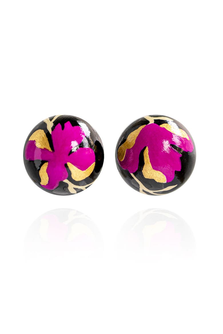 Gaia Floral Jumbo Earrings, Main, color, Fuchsia Nightfall