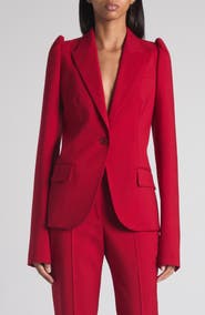 McQueen One-Button Wool Grain de Poudre Jacket
