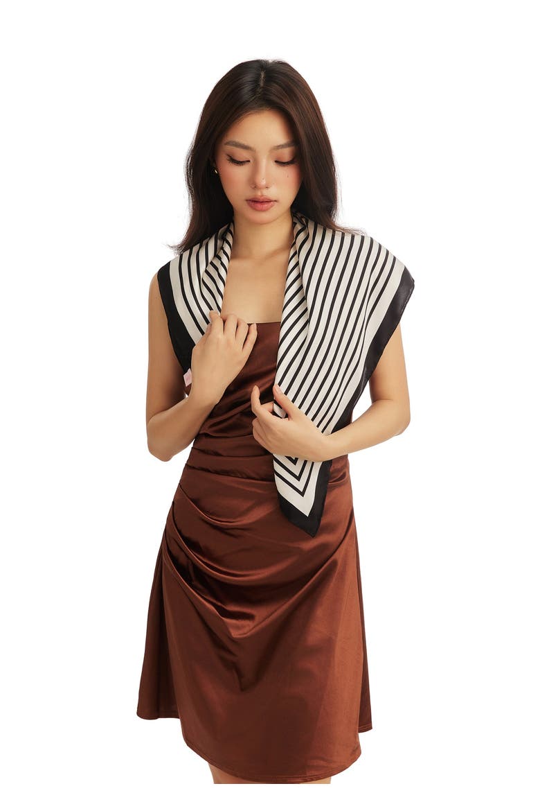 Stripe Mood Silk Bandana Scarf 26, Alternate, color, Balck and White