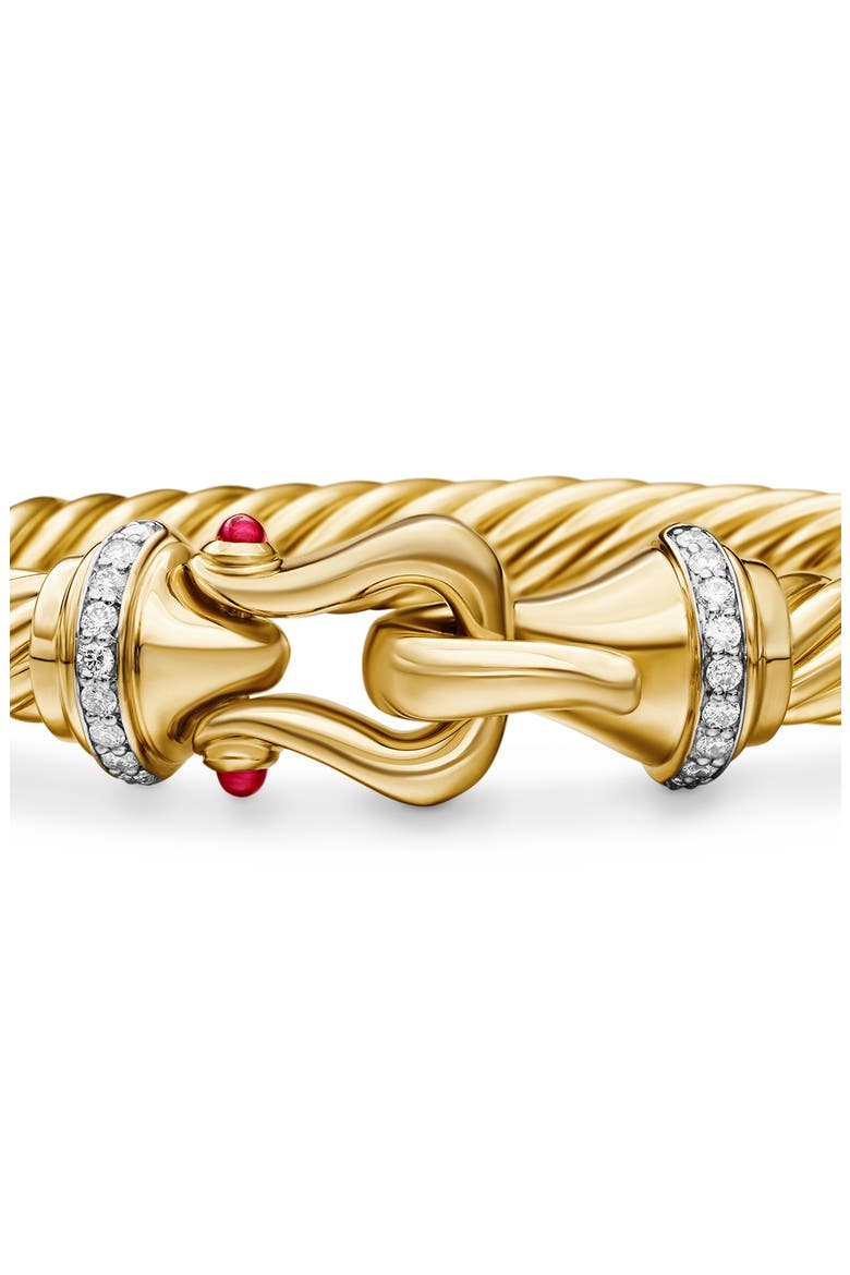Buckle Cablespira® Bracelet in 18K Yellow Gold with Rubies and Diamonds, 7mm, Alternate, color, GOLD/ RUBY/ DIAMOND