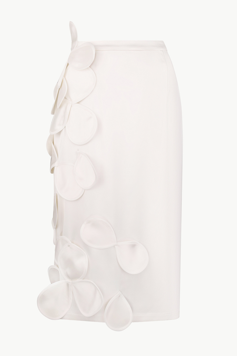 Below-Knee Bridal Skirt With Floral Appliques, Main, color, Ivory
