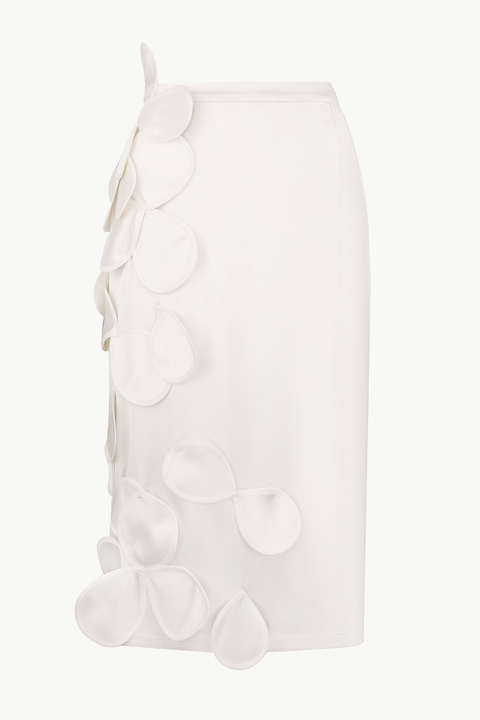 Below-Knee Bridal Skirt With Floral Appliques