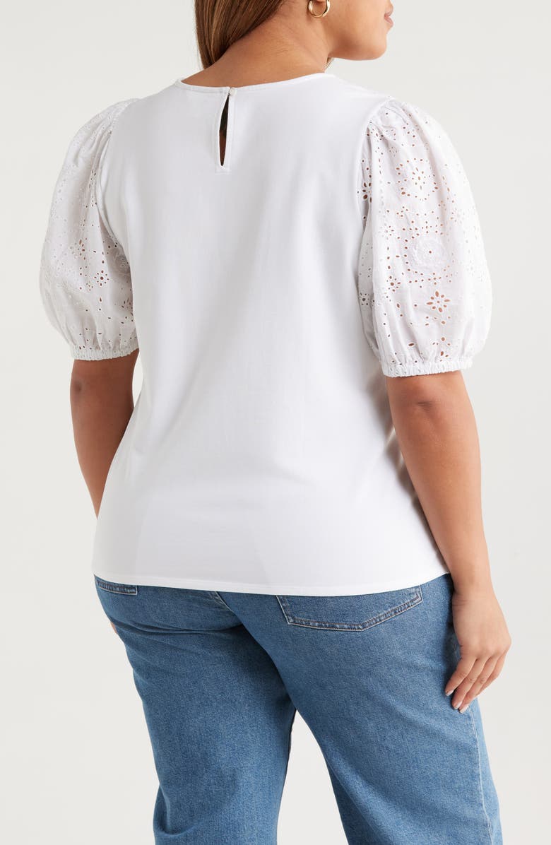Caslon<sup>®</sup> Eyelet Embroidered Puff Sleeve Top, Alternate, color, White