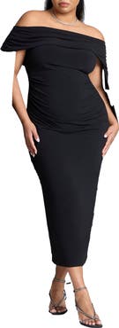 ELOQUII Off The Shoulder Cape Gown