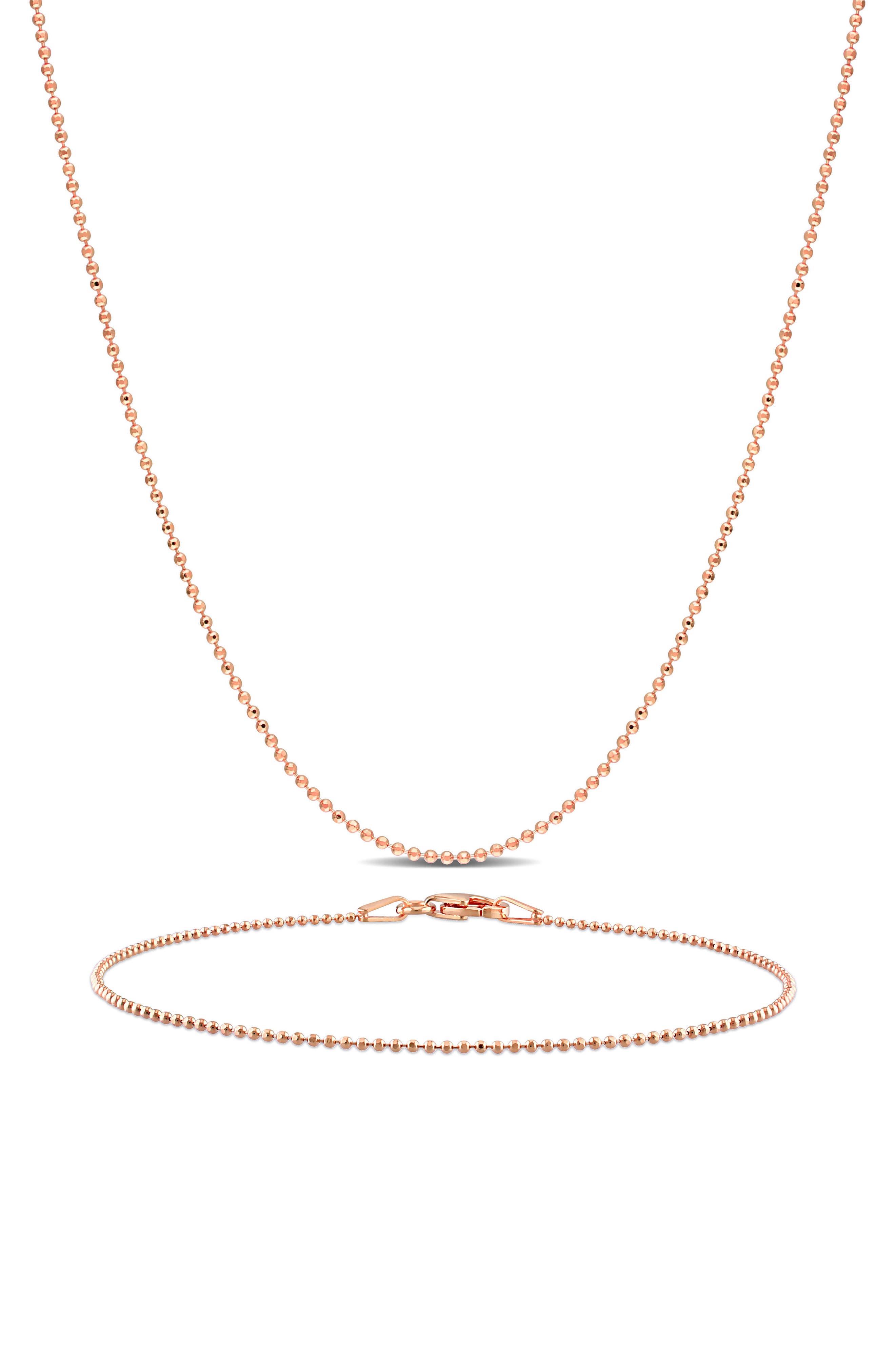 1mm Ball Chain Necklace & Bracelet Set