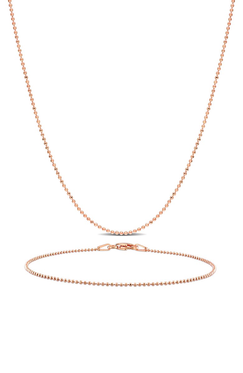 DELMAR 1mm Ball Chain Necklace & Bracelet Set, Main, color, 