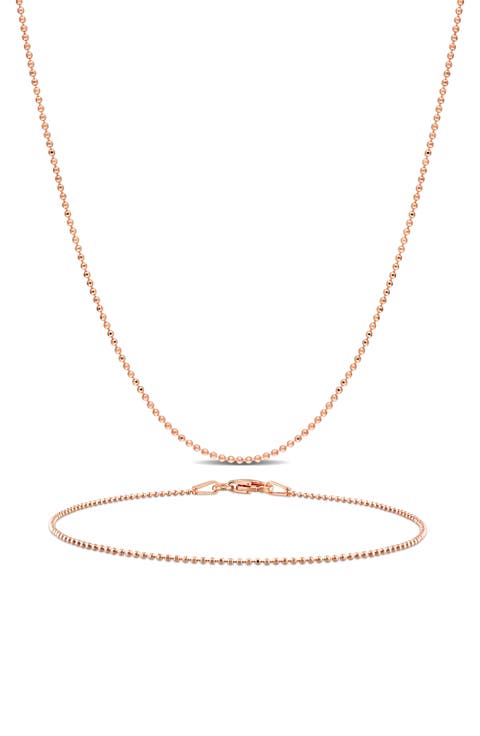 1mm Ball Chain Necklace & Bracelet Set