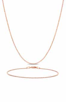 1mm Ball Chain Necklace & Bracelet Set