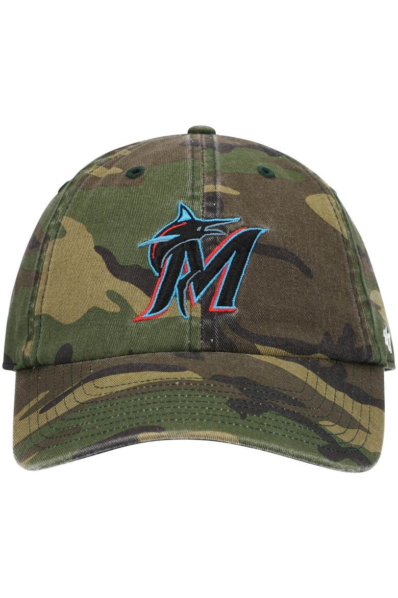 Men's '47 Camo Miami Marlins Team Clean Up Adjustable Hat, Alternate, color, Camo