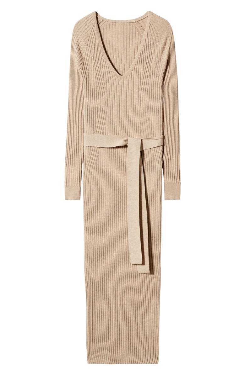 MANGO Long Sleeve Ribbed Dress, Alternate, color, 