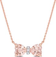 Julianna B. Gemstone & Diamond Bow Necklace 10K