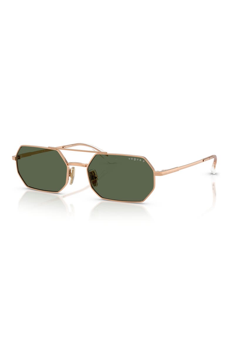 55mm Polarized Irregular Sunglasses, Alternate, color, ROSE GOLD