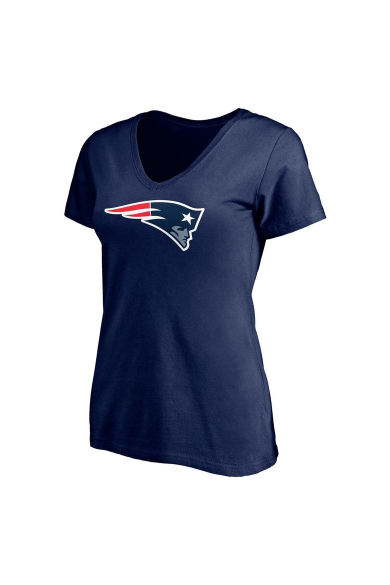 Women's Fanatics Branded Mac Jones Navy New England Patriots Logo Player Icon Name & Number V-Neck T-Shirt, Alternate, color, Navy