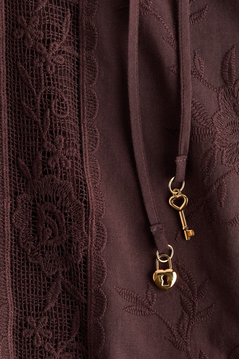 Lace-inset Tunic Dress, Alternate, color, Dark brown