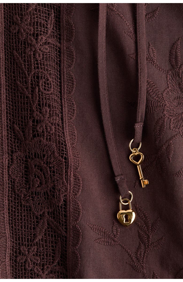 H&M Lace-inset Tunic Dress, Alternate, color, Dark Brown