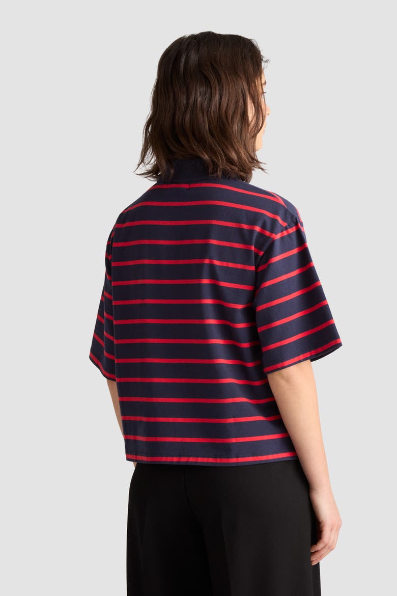 Taylor Striped Boxy Jersey Popover Top, Alternate, color, Navy Stripe