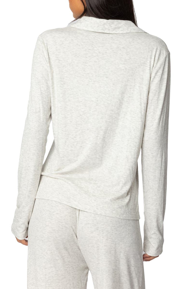 EDIKTED Justina Lounge Button-Up Top, Alternate, color, Gray-Melange