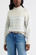 Caslon® Roll Neck Striped Sweater