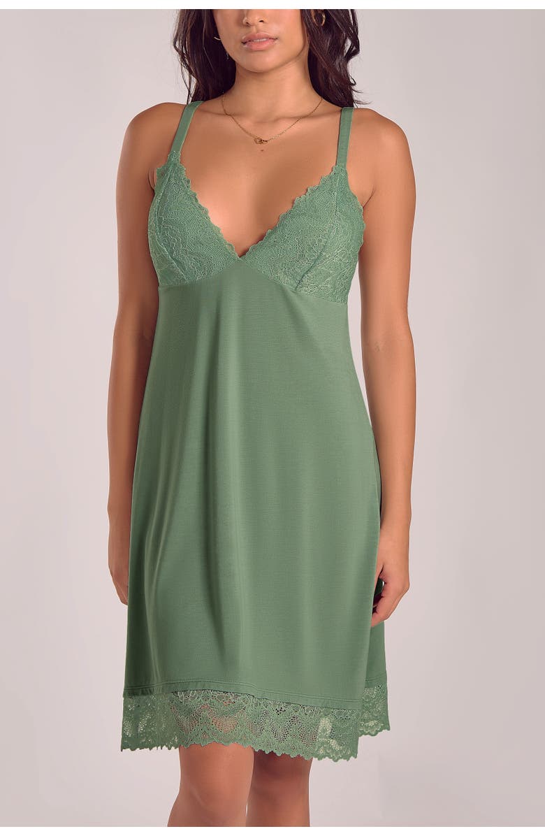 iCollection Modal Knit Chemise with Lace Cups, Main, color, Green