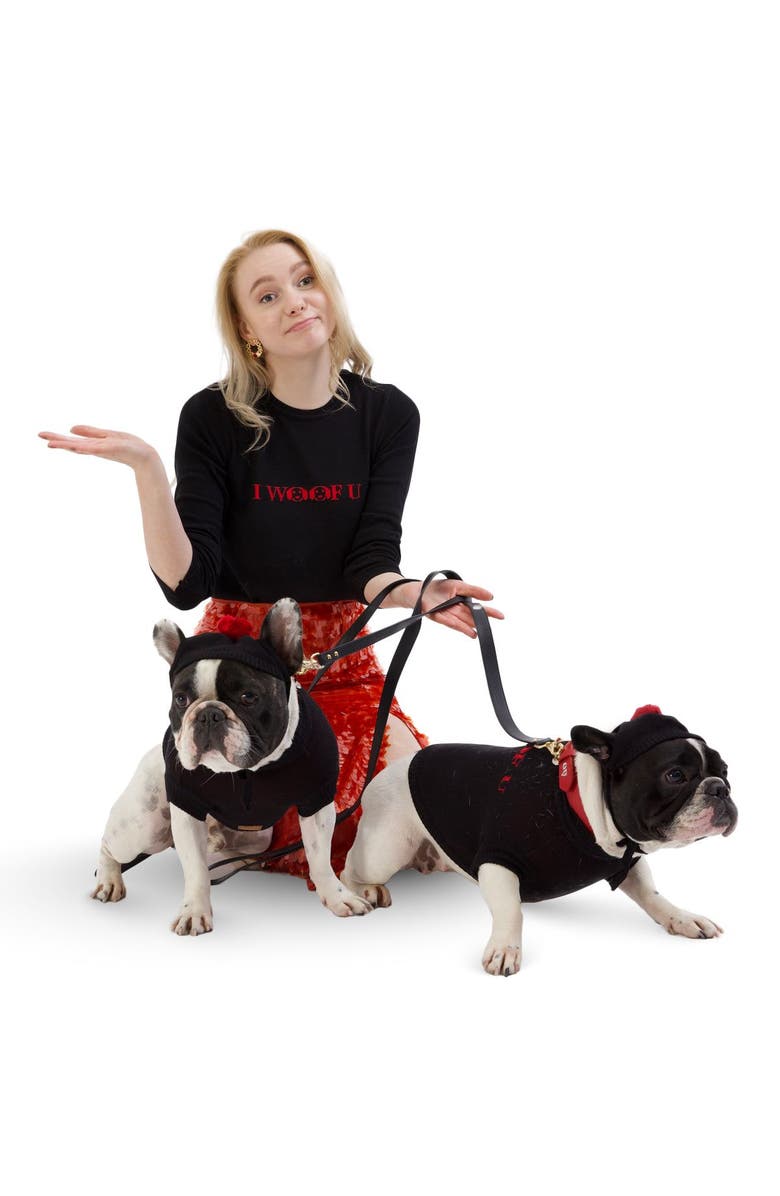 Moshiqa I Woof U Human Sweater, Alternate, color, Black