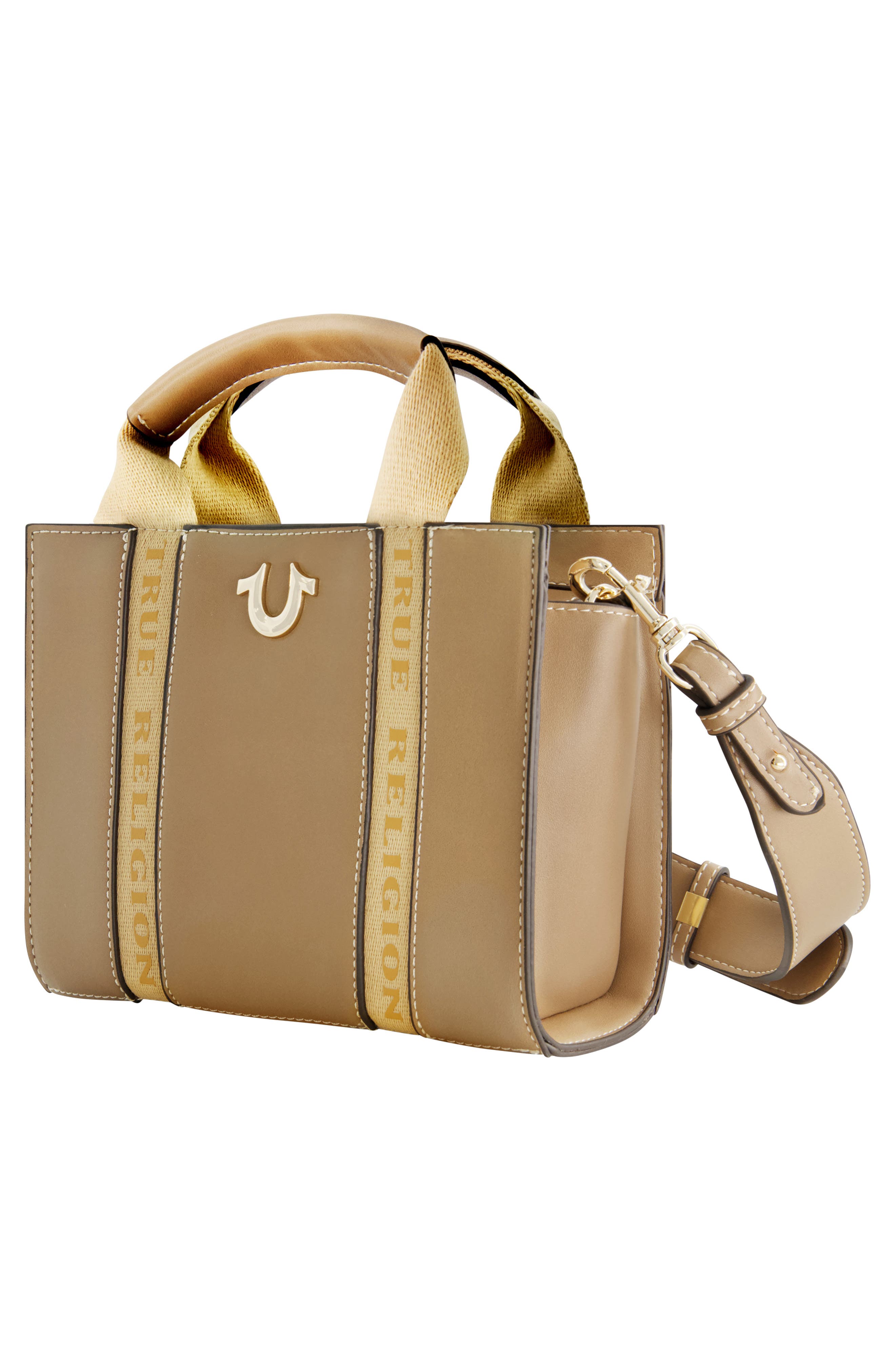 True Religion Mini Logo Convertible Tote Bag, Alternate, color, Taupe
