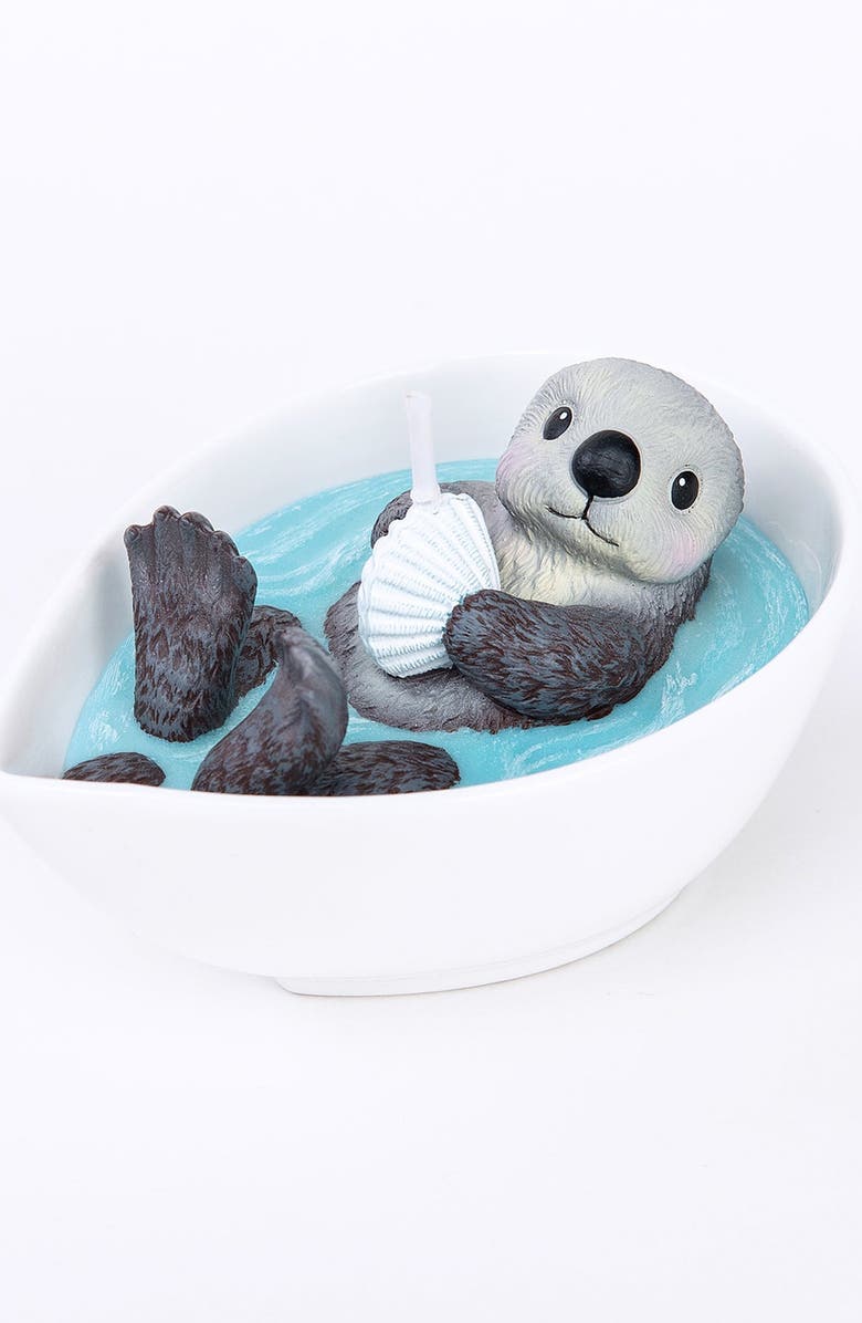 Southlake gifts Cute Sea Otter Baby Scented Candle, Alternate, color, Light Grey / Blue
